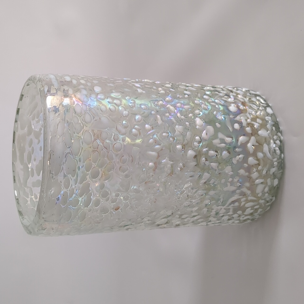 Iridescent & White Speckled Hand Blown Glass
